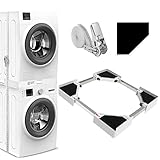 NIUXX Universal-Stapelbausatz/Verbindungsrahmen für Waschmaschine und Wäschetrockner, Waschmaschinenzubehör/Trocknerzubehör, mit Ratschenseil, Einstellbare Größe（46-66cm）